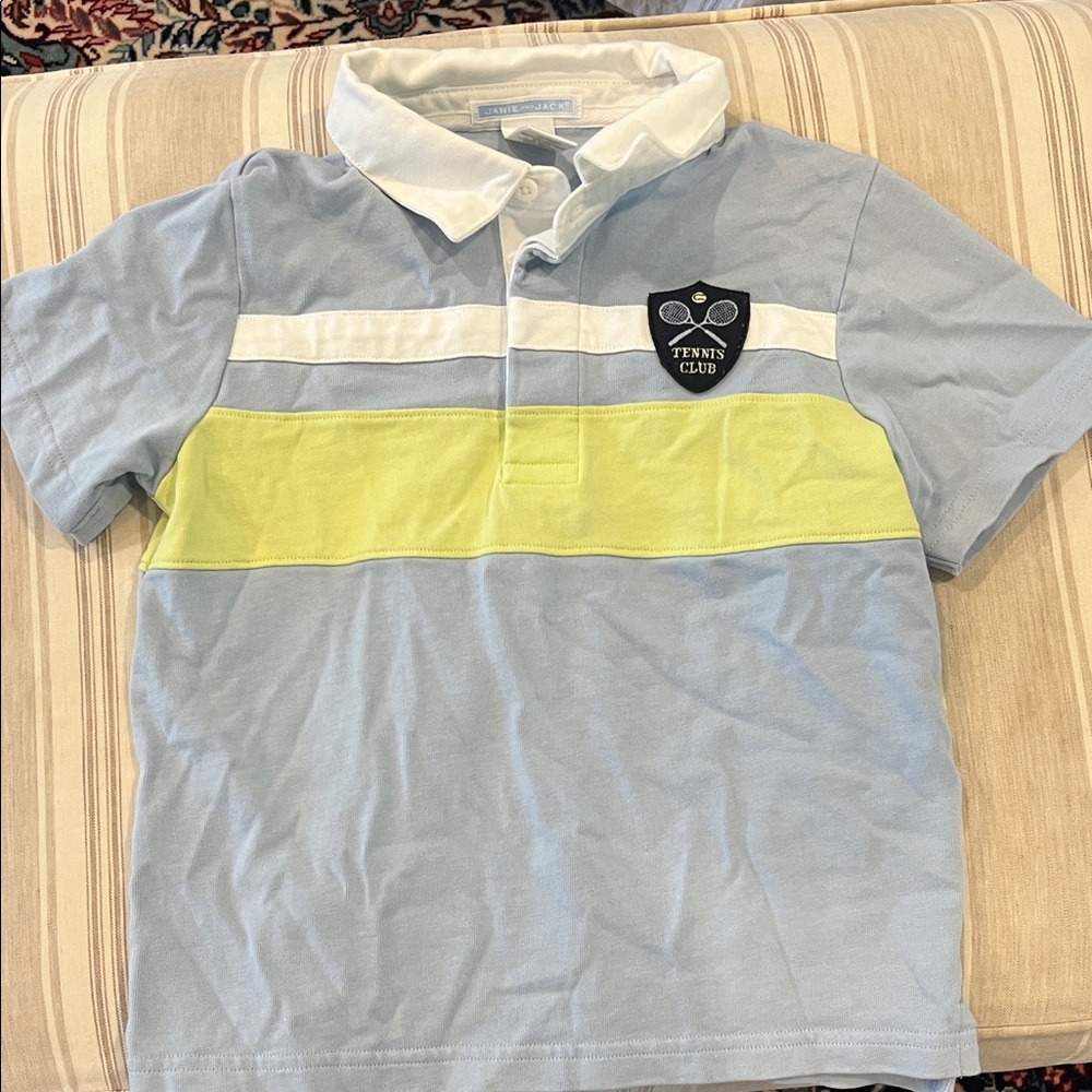 Janie and Jack Blue and Yellow Polo Shirt with Clean Design